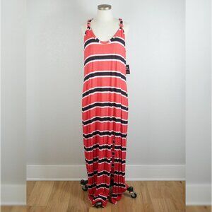 NEW Express Striped Maxi Dress XL Black Red